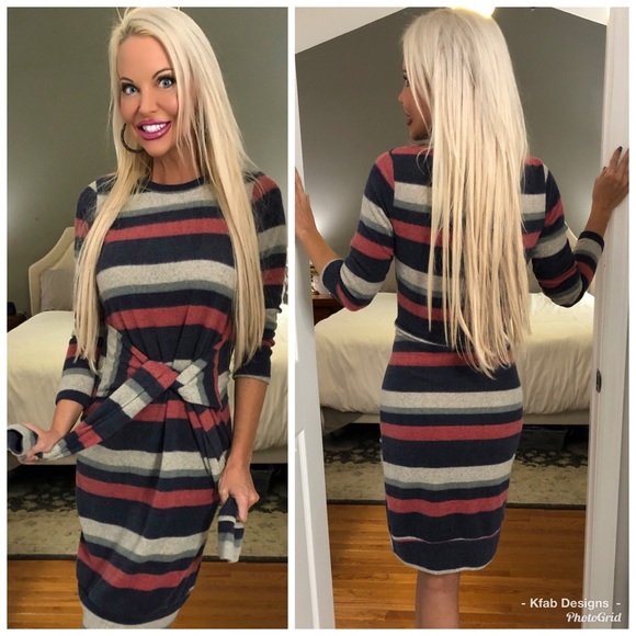 LAST 1! 🛍 Soft Front Tie Striped Dress! - Picture 4 of 4